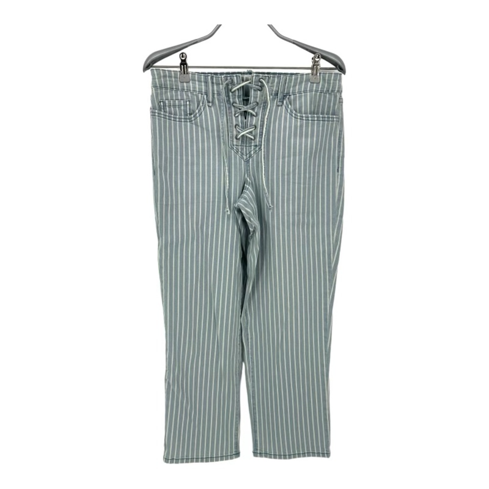 FRAYED | 6/28 Blue Striped Lace Up Jeans
